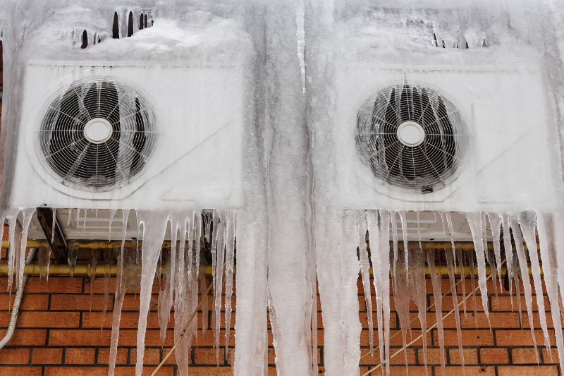 External air conditioning system in ice.