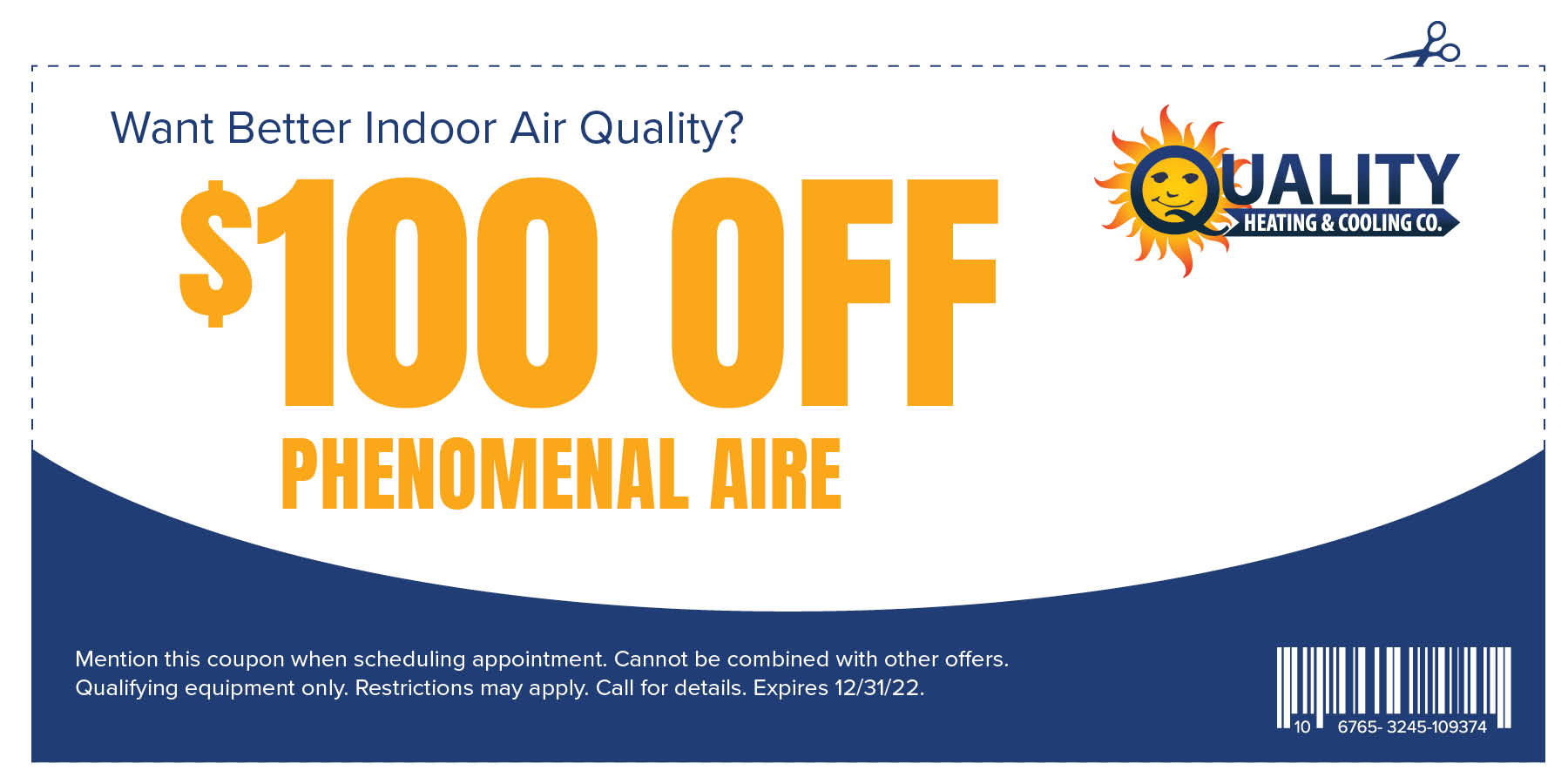 $100 off Phenomenal Aire. 12/31/22.